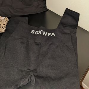 Sarah's Day x White Fox Active Black Ribbed Leggings